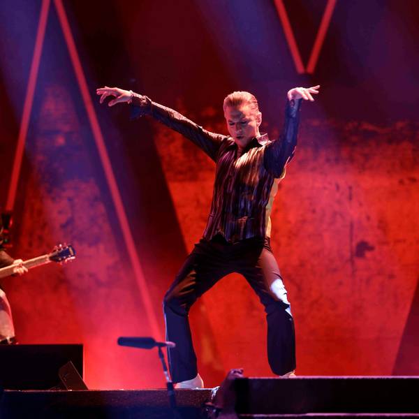 Dave Gahan (Gesang) und Martin Gore (Keyboard, Gitarre, Gesang) bei ihrem Auftritt in Düsseldorf.