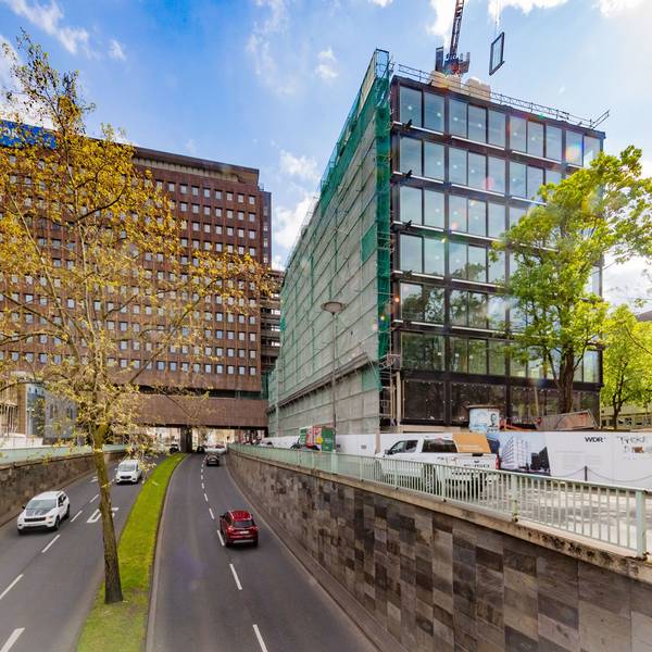 Das künftigen WDR-Medienhauses (r.) an der Tunisstraße