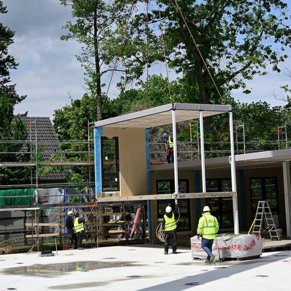 Die Baustelle der Sofortschule Refrath.
