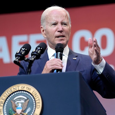 US-Präsident Joe Biden bei seinem Vortrag zur Verschärfung der Waffengesetze in den USA.