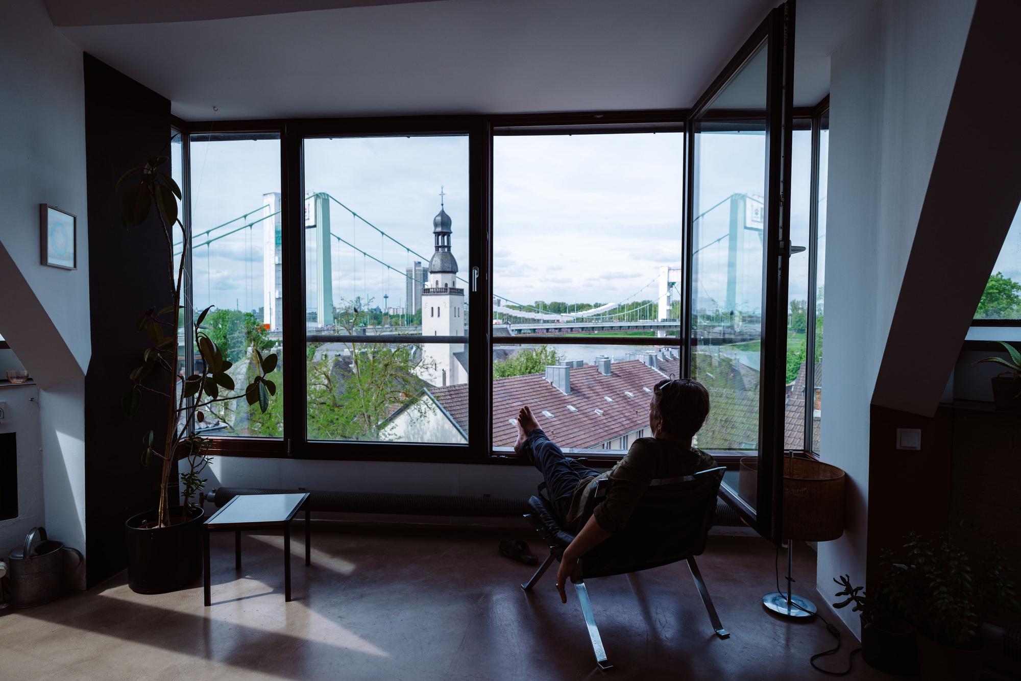 Lieblingsplatz mit freiem Blick auf die Mülheimer Brücke.