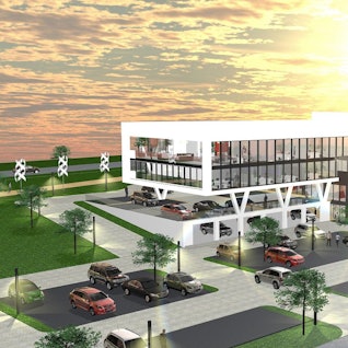 Das Bild zeigt die Visualisierung des geplanten Neubaus der Hauptstelle der VR-Bank Nordeifel.