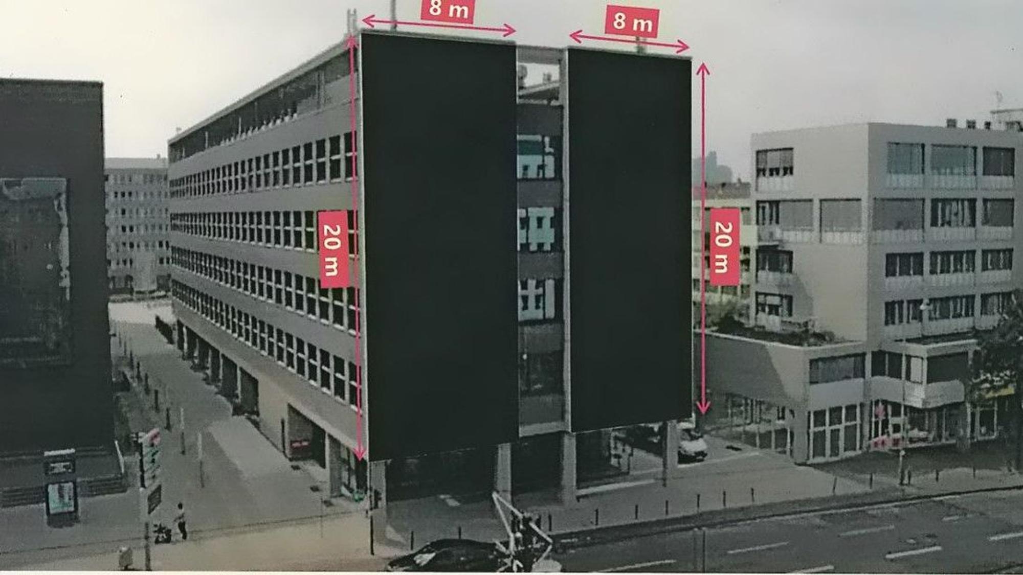 Die Visualisierung zeigt die Textilmembran an der Fassade des VHS-Studienhauses.