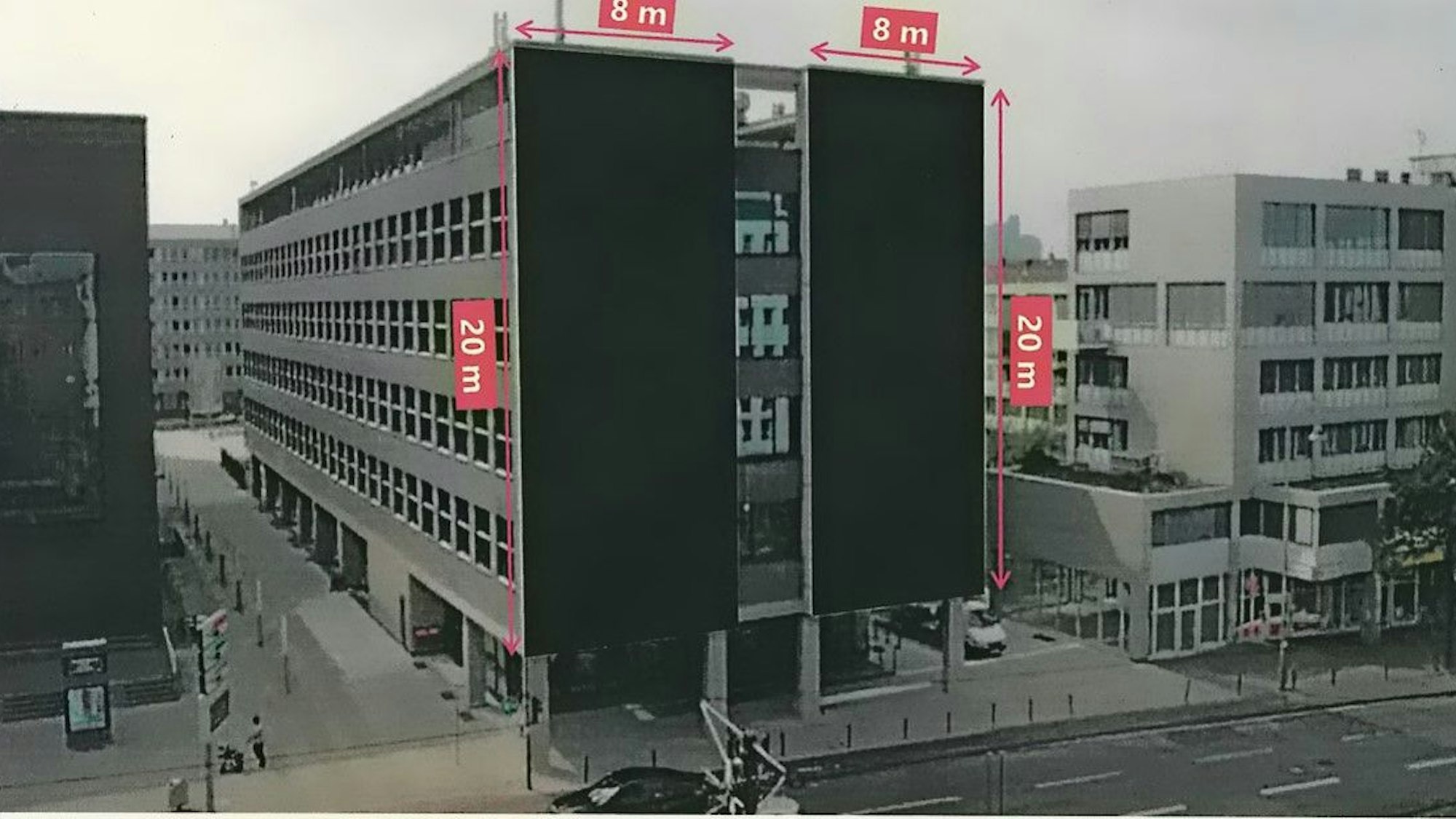 Die Visualisierung zeigt die Textilmembran an der Fassade des VHS-Studienhauses.