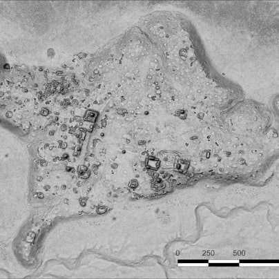 Auf diesem von dem Nationalen Institut für Anthropologie und Geschichte von Mexiko (INAH) zur Verfügung gestellten undatierten Bild ist der Umriss einer neu entdeckten Maya-Siedlung namens Ocomtun (Steinsäule) zu sehen.