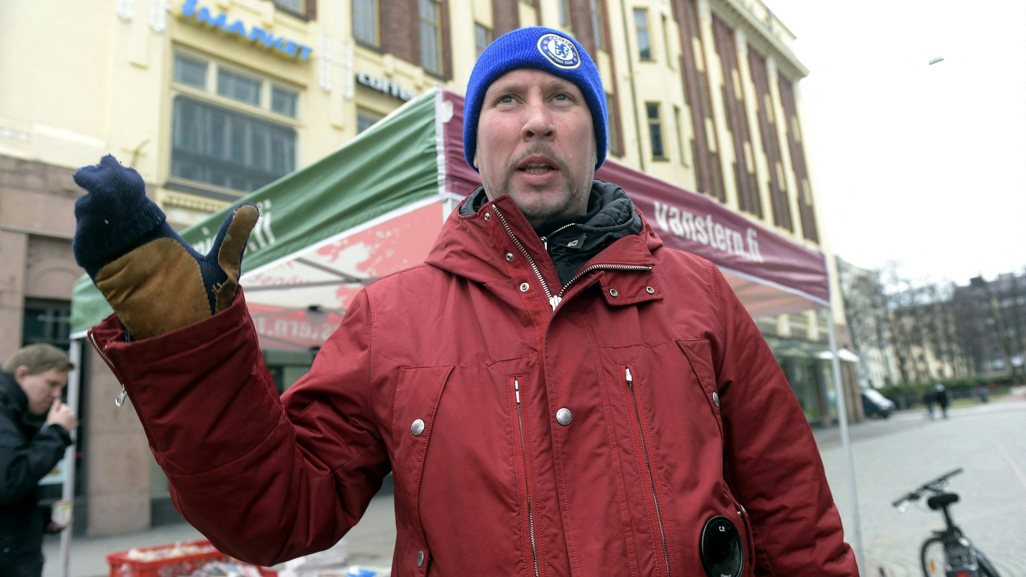 Der Vorsitzende der Linksallianz, Paavo Arhinmäki, am 18. April 2015 in Helsinki.