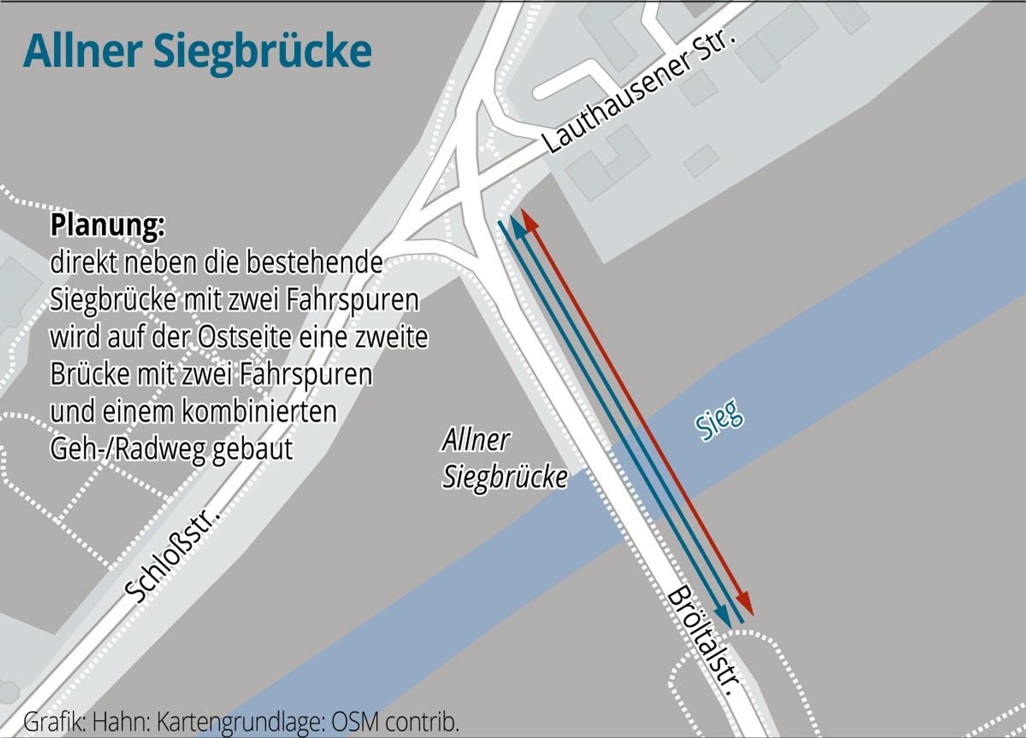 Grafik zu den geplanten Bauarbeiten an der Allner Siegbrücke