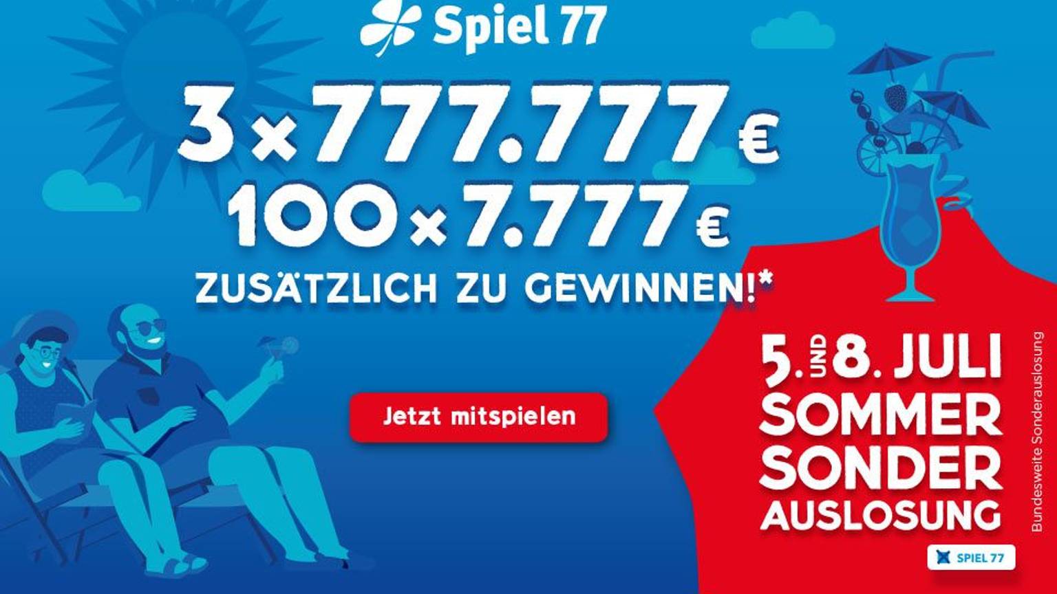 Spiel 77 zusätzliche Gewinne Banner