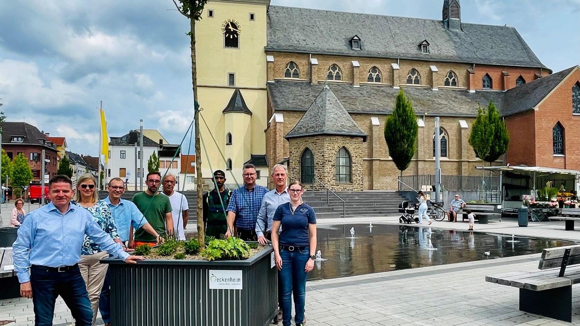 Meckenheim Kirchplatz
neue Pflanzkübel
insgesamt 20 in der Stadt aufgestellt
jr
li BM Holger Jung