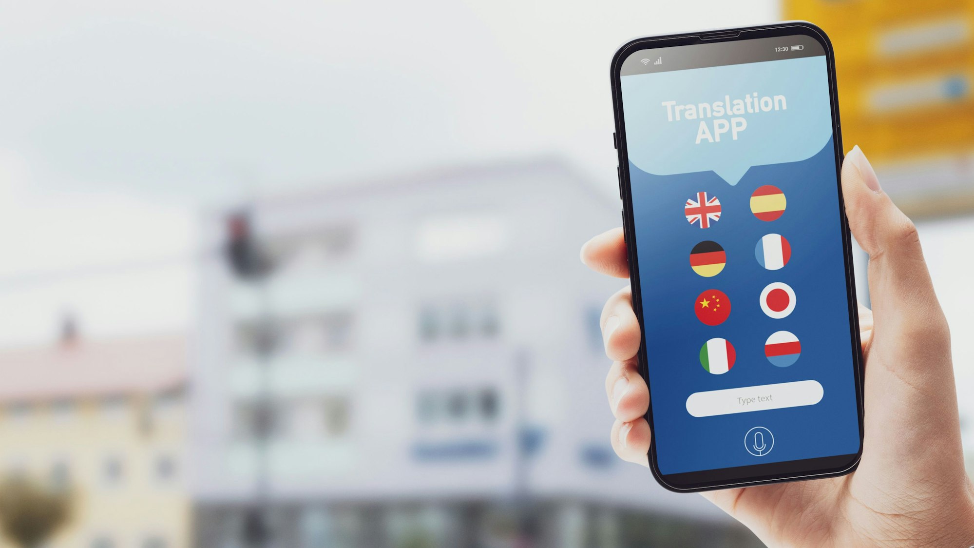 Ansicht Handy mit Translation App