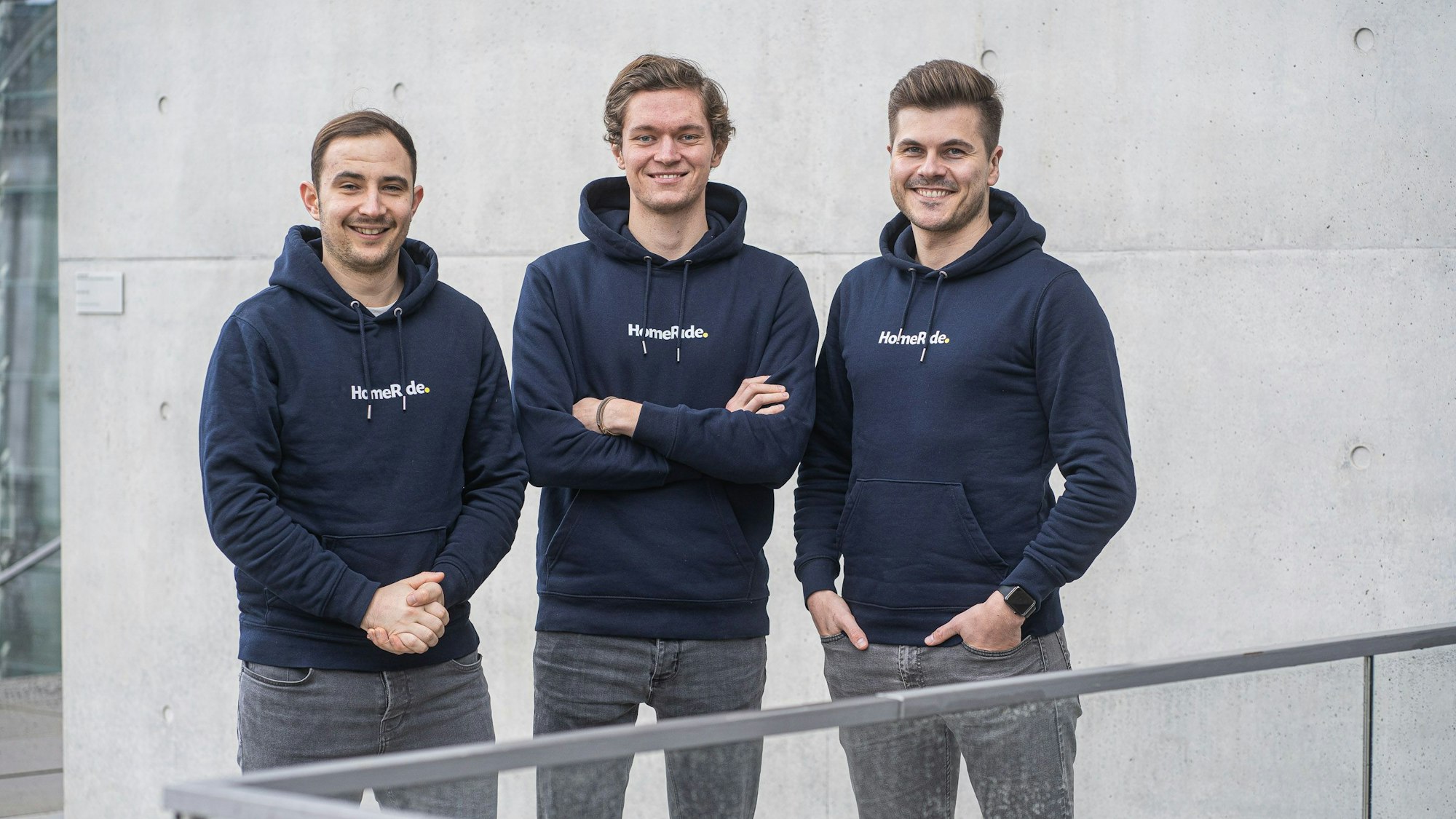 Das Gründerteam der Kölner Lieferapp Homeride Michael Müller, Hendrik Lallensack und Mirco Meyer (v.l.).