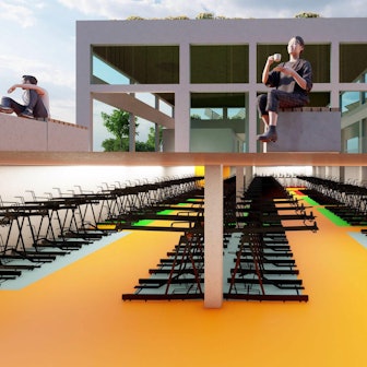 Die Hennefer Radstation soll zum Teil auf und zum Teil unter dem Place-Le-Pecq entstehen. Visualisierung: slb-architekten und ingenieure