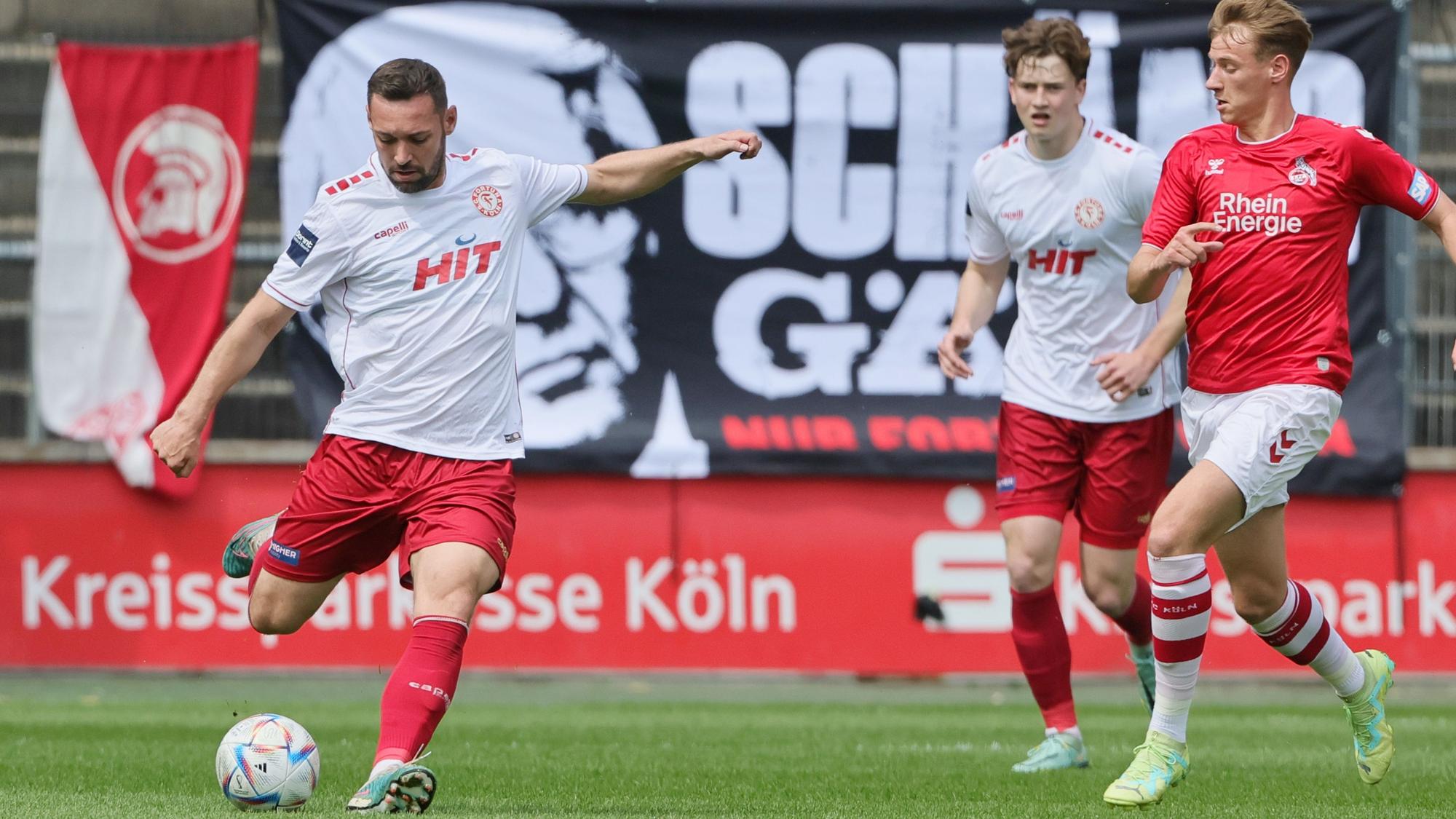 1.FC Köln U23 vs. Fortuna Köln, Regionalliga West, Saison 2022/23, links: Maik Kegel (Fortuna), 06.05.2023, Bild: Herbert Bucco