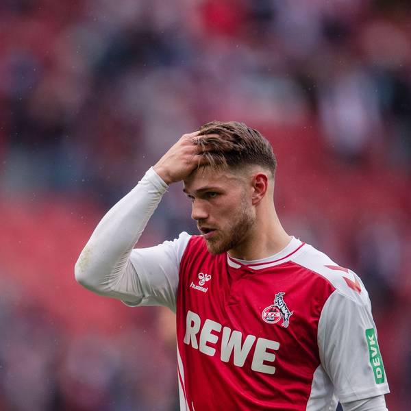 15.04.2023, Nordrhein-Westfalen, Köln: Fußball: Bundesliga, 1. FC Köln - FSV Mainz 05, 28. Spieltag, RheinEnergieStadion. Kölns Jan Thielmann reagiert nach der Partie. Foto: Marius Becker/dpa - WICHTIGER HINWEIS: Gemäß den Vorgaben der DFL Deutsche Fußball Liga bzw. des DFB Deutscher Fußball-Bund ist es untersagt, in dem Stadion und/oder vom Spiel angefertigte Fotoaufnahmen in Form von Sequenzbildern und/oder videoähnlichen Fotostrecken zu verwerten bzw. verwerten zu lassen. +++ dpa-Bildfunk +++