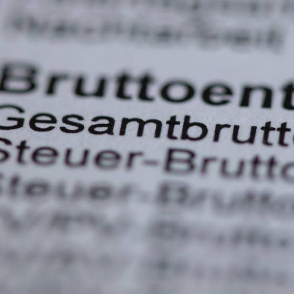 Nahaufnahme eines Steuerbescheides, im Zentrum steht das Wort „Bruttoentgelt“.