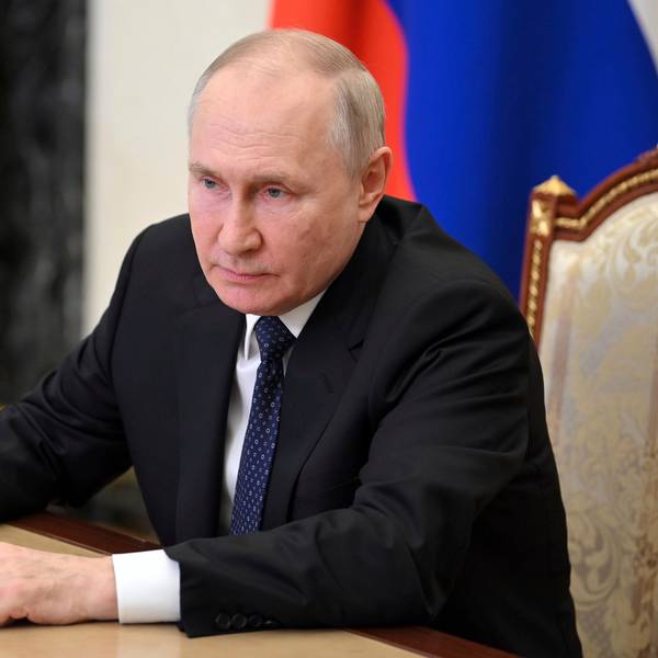 Wladimir Putin, Präsident von Russland, bei einer Videokonferenz.