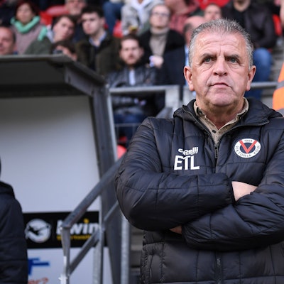 Fußball 3. Liga 32. Spieltag Viktoria Köln - MSV Duisburg am 17.04.2023 im Sportpark Höhenberg in Köln Franz Wunderlich  Sportvorstand Köln  DFB regulations prohibit any use of photographs as image sequences and/or quasi-video. *** Soccer 3 Liga 32 Matchday Viktoria Cologne MSV Duisburg on 17 04 2023 at Sportpark Höhenberg in Cologne Franz Wunderlich Sportvorstand Cologne DFB regulations prohibit any use of photographs as image sequences and or quasi video xHDx