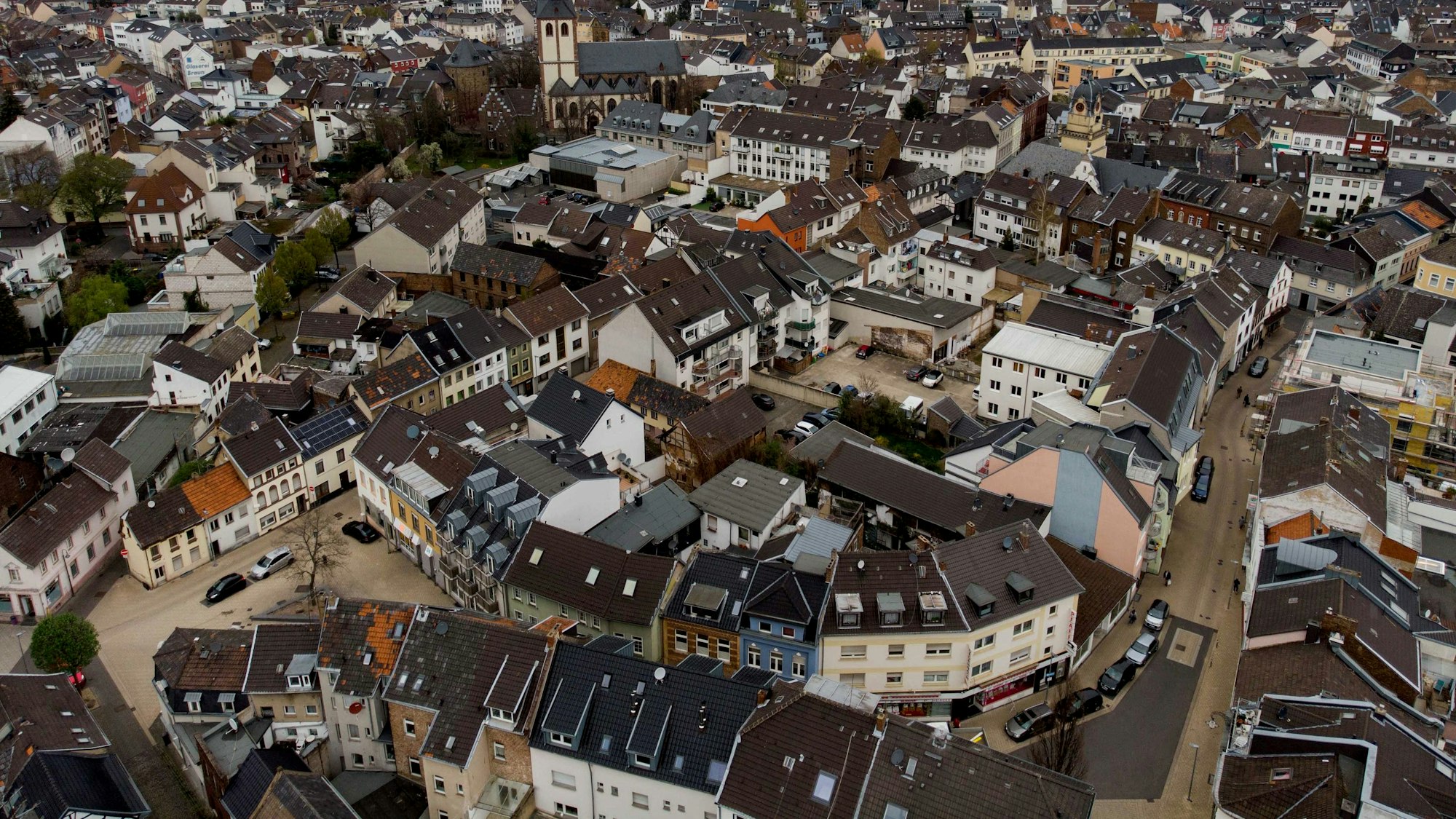 Das Luftbild zeigt das Viehplätzchen-Viertel von Euskirchen.