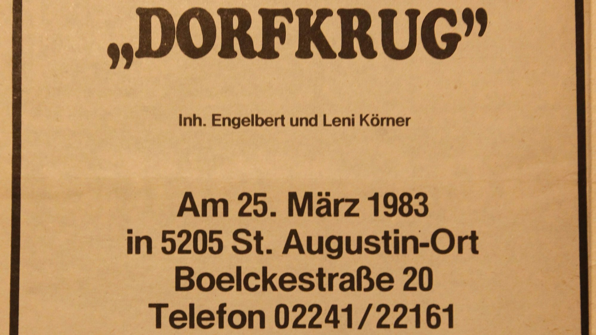 Die Zeitungsanzeige aus dem Jahr 1983.
