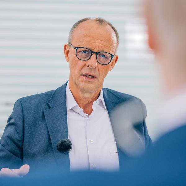 Der CDU-Vorsitzende Friedrich Merz im Sommerinterview mit dem Fernsehsender ZDF.