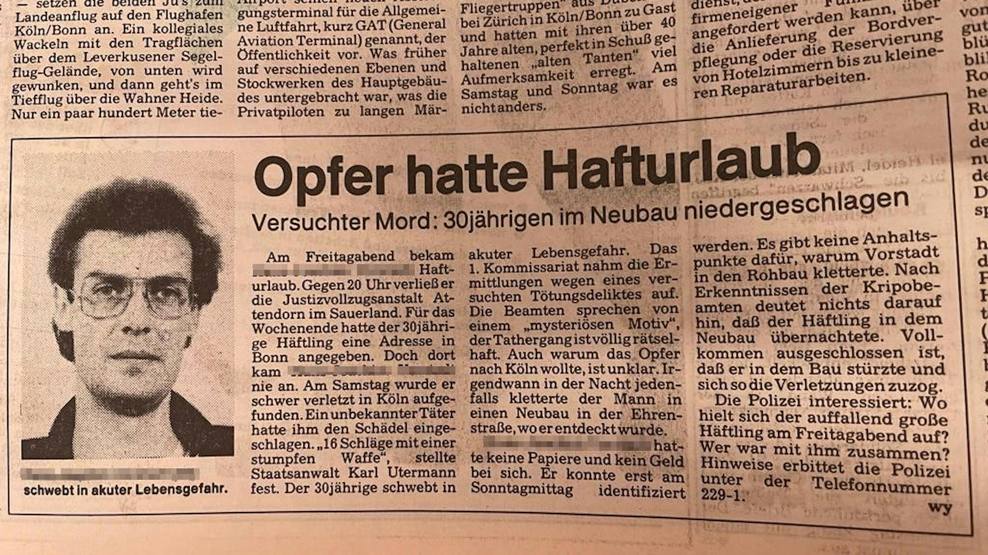 Die Rundschau berichtete damals über die Tat, deren Hintergründe bis heute ungeklärt sind. Kölnische Rundschau