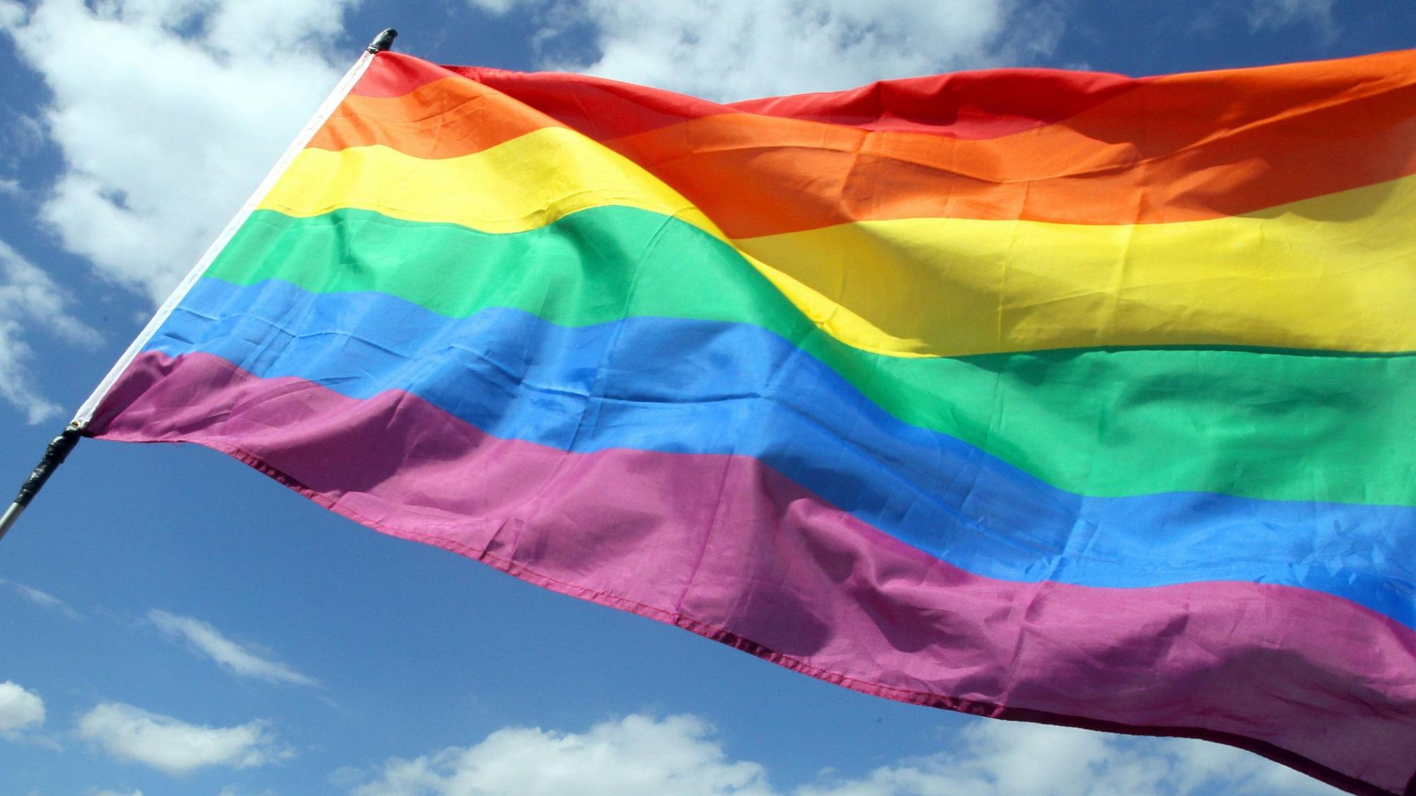 Die Regenbogenfahne weht im Wind. (Symbolbild)