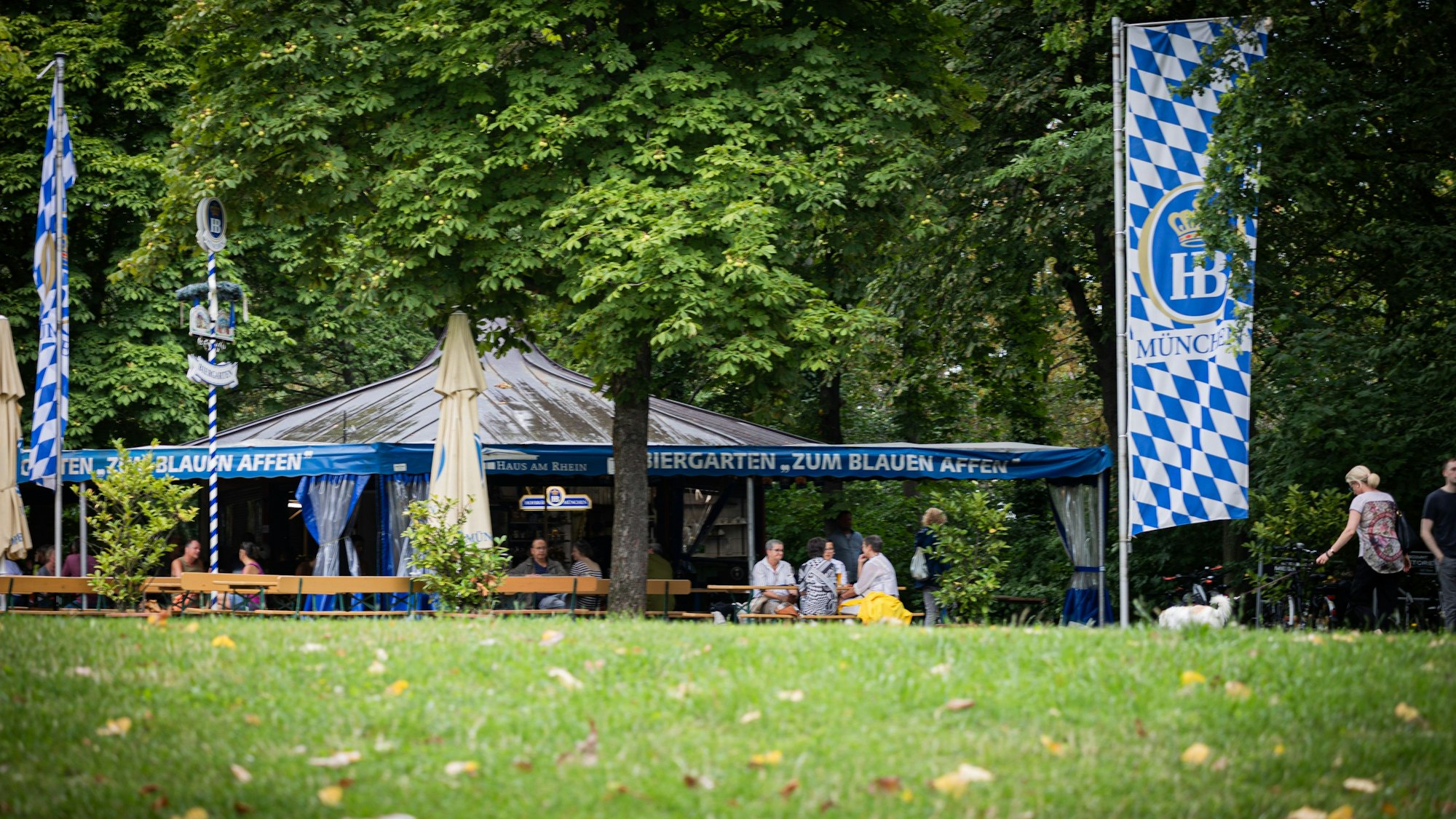 Der Biergarten „Zum Blauen Affen“ ist schön im Grünen gelegen.