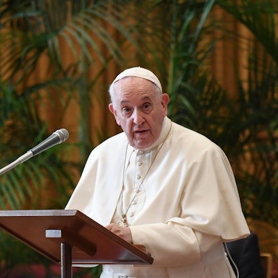 Vatikan, Vatikanstadt: Papst Franziskus spricht im Vatikan während einer Konferenz