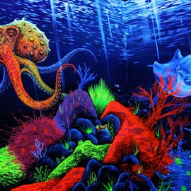 Indoor- und 3D-Schwarzlicht-Minigolf "Glowing Rooms" in Ehrenfeld an der Venloer Straße.