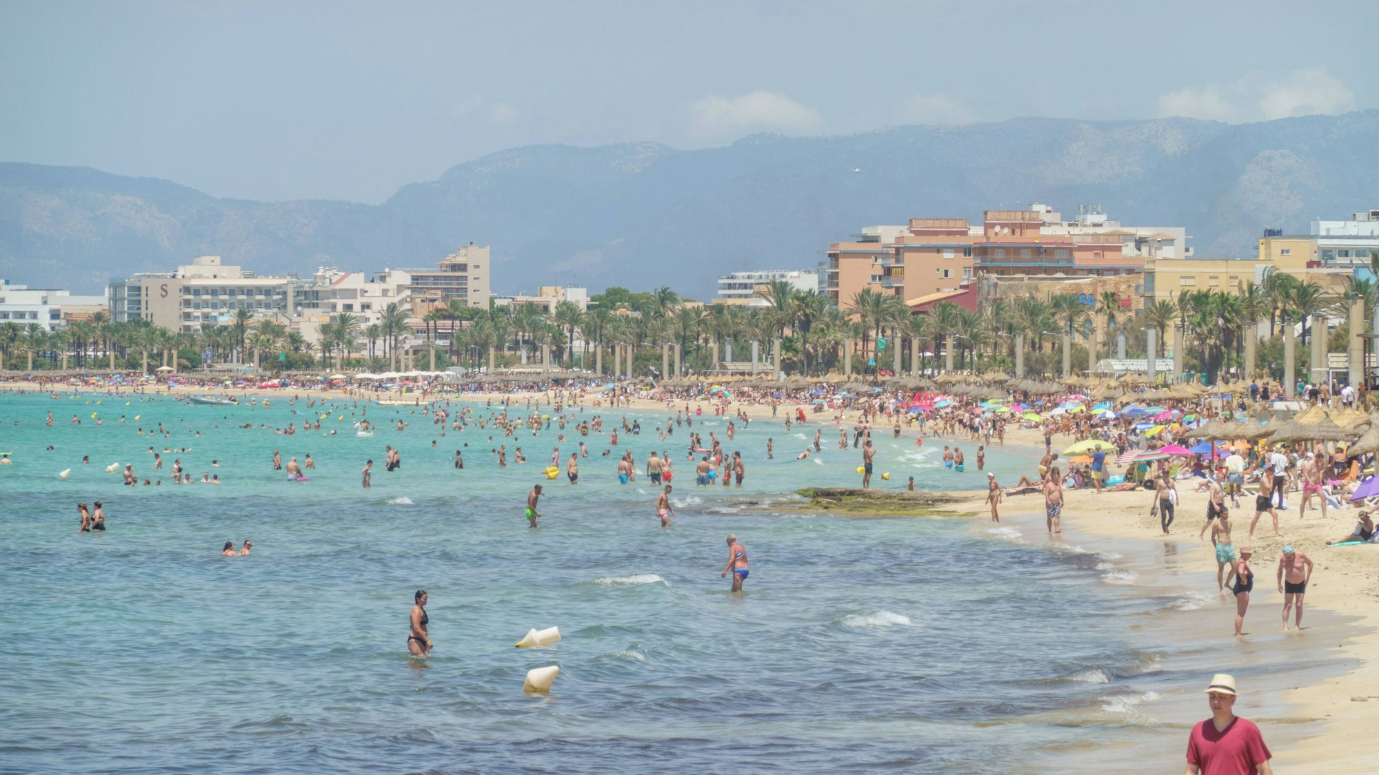 Die Playa de Palma und Bucht von Palma. Hier wurde in einer Wohnung ein Deutscher tot aufgefunden.