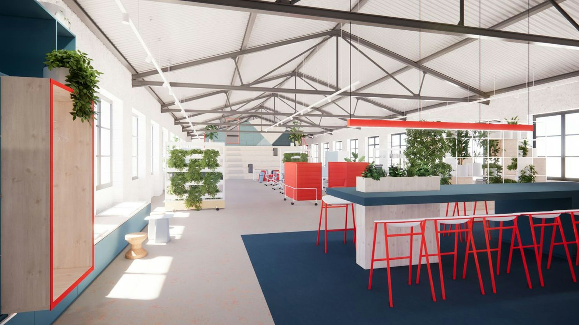 Mit der Visualisierung wird gezeigt, wie die Ideenfabrik aussehen soll, die derzeit in der Alten Tuchfabrik in Euskirchen aufgebaut wird.