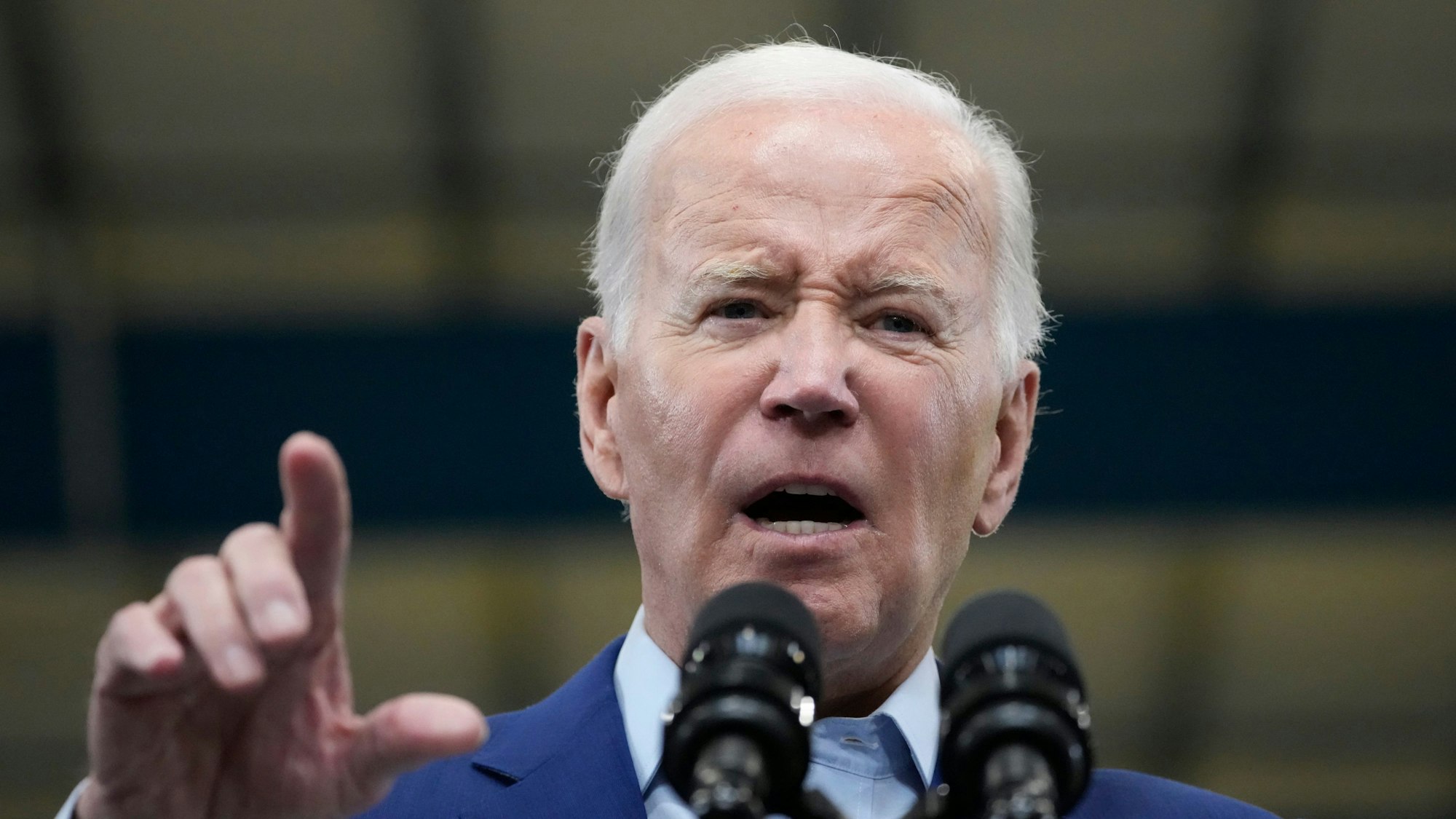 09.08.2023, USA, Belen: Joe Biden, Präsident der USA, spricht bei Arcosa Wind Towers.