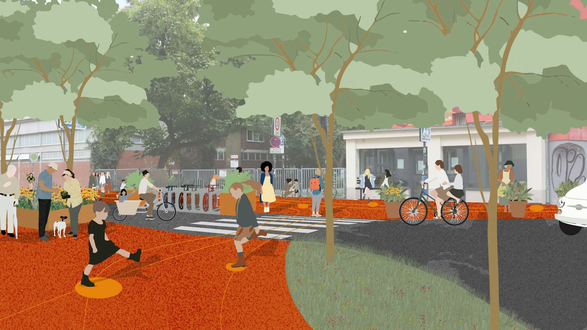 Grafische Visualisierung der Umgestaltung im Winzerveedel.