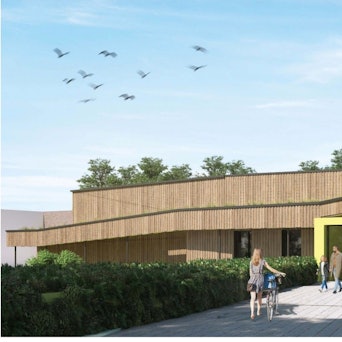 Die Visualisierung zeigt das Schwimmbad Mohnweg in Refrath.