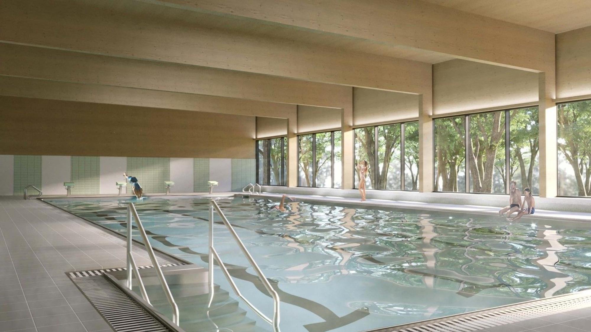 Die Visualisierung zeigt die Schwimmbahnen im Mohnwegbad