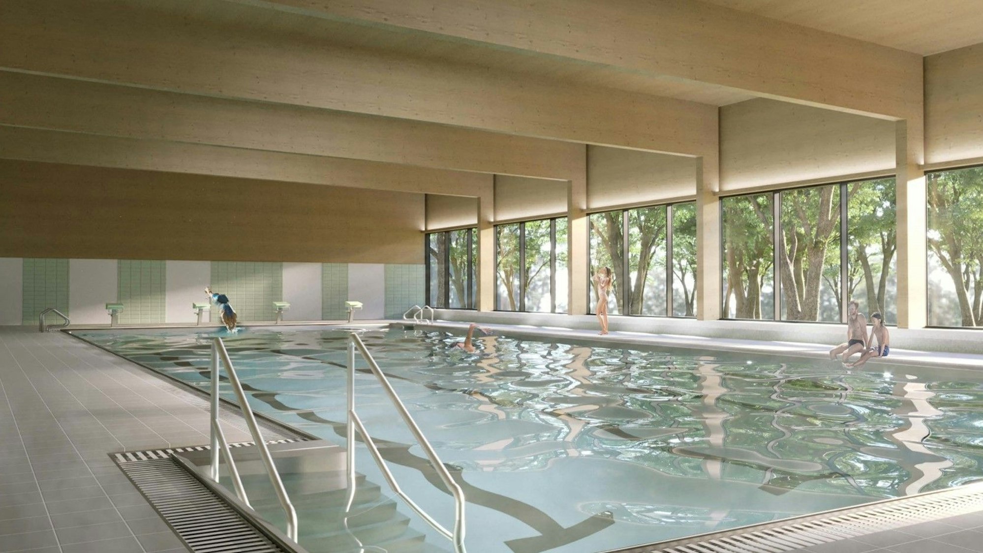 Die Visualisierung zeigt die Schwimmbahnen im Mohnwegbad