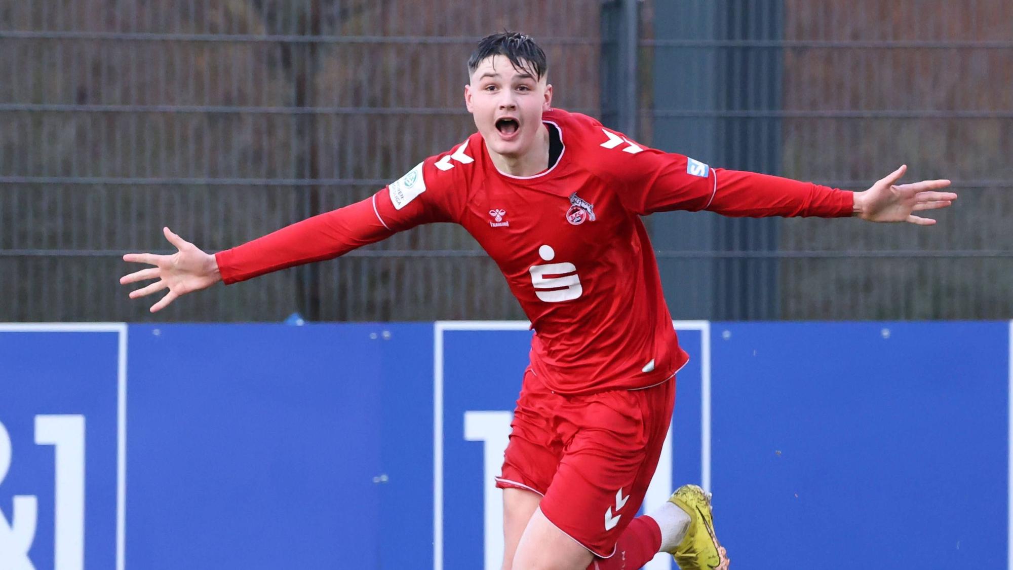 A-Junioren-Bundesliga West Borussia Dortmund vs. 1. FC Koeln am 24.02.2023 im Nachwuchsleistungszentrum von Borussia Dortmund in Dortmund-Brackel Deutschland Torjubel zum 1:1 - Jaka Cuber Potocnik 1.FC Koeln, 9 A-Junioren-Bundesliga West Borussia Dortmund vs. 1. FC Koeln am 24.02.2023 im Nachwuchsleistungszentrum von Borussia Dortmund in Dortmund-Brackel Deutschland *** A Junior Bundesliga West Borussia Dortmund vs 1 FC Koeln on 24 02 2023 at the junior training center of Borussia Dortmund in Dortmund Brackel Germany Goal celebration for 1 1 Jaka Cuber Potocnik 1 FC Koeln, 9 A Junior Bundesliga West Borussia Dortmund vs 1 FC Koeln on 24 02 2023 at the junior training center of Borussia Dortmund in Dortmund Brackel Germany Copyright: xBEAUTIFULxSPORTS/Zeisingx