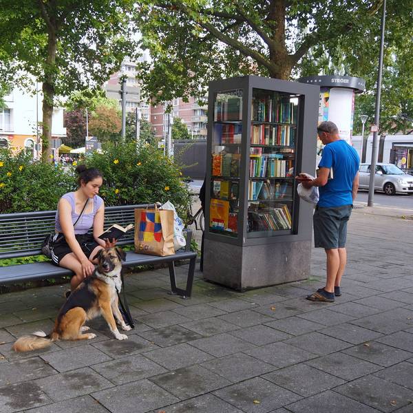 Am Bücherschrank am Südfriedhof steht seit Kurzem eine Bank.