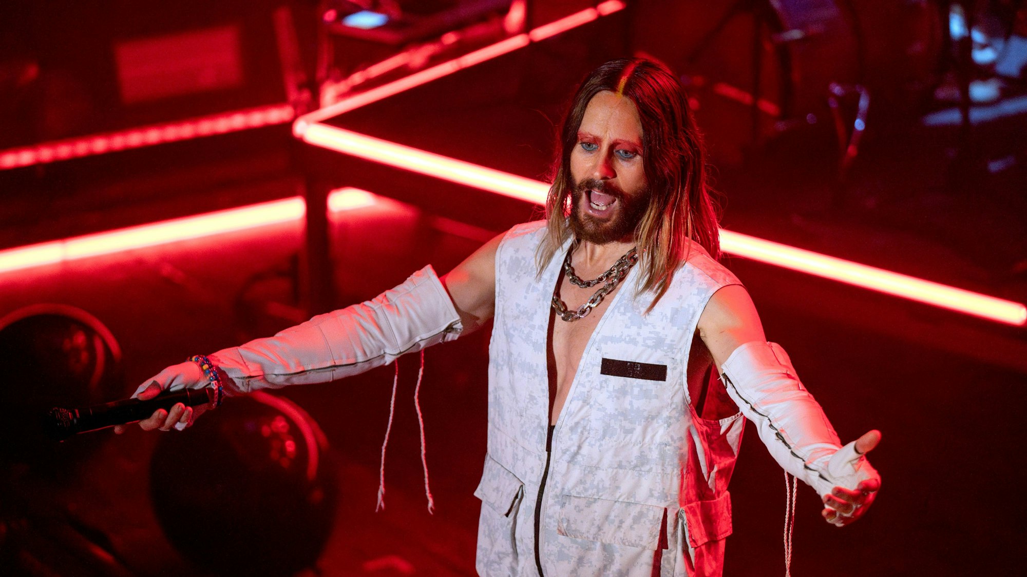 Jared Leto von Thirty Seconds to Mars tritt im House of Blues in Chicago auf.