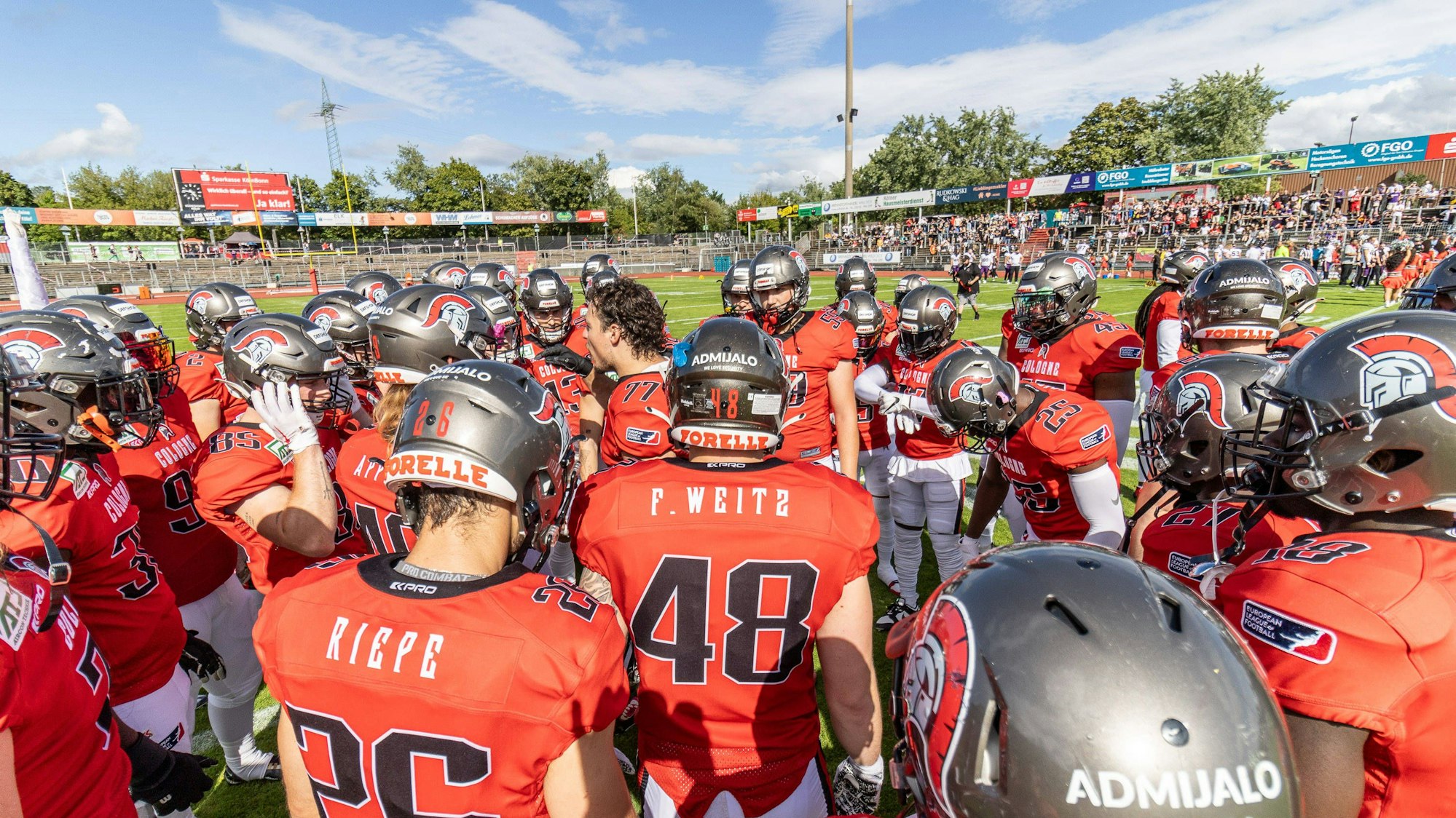 European League of Football, Cologne Centurions - Frankfurt Galaxy, Köln, 12.8.2023 Cologne Centurions - Frankfurt Galaxy am 12.8.2023 im Südstadion, Köln *** European League of Football, Cologne Centurions Frankfurt Galaxy, Cologne, 12 8 2023 Cologne Centurions Frankfurt Galaxy on 12 8 2023 at the Südstadion, Cologne Copyright: xBEAUTIFULxSPORTS/MarcxJungex