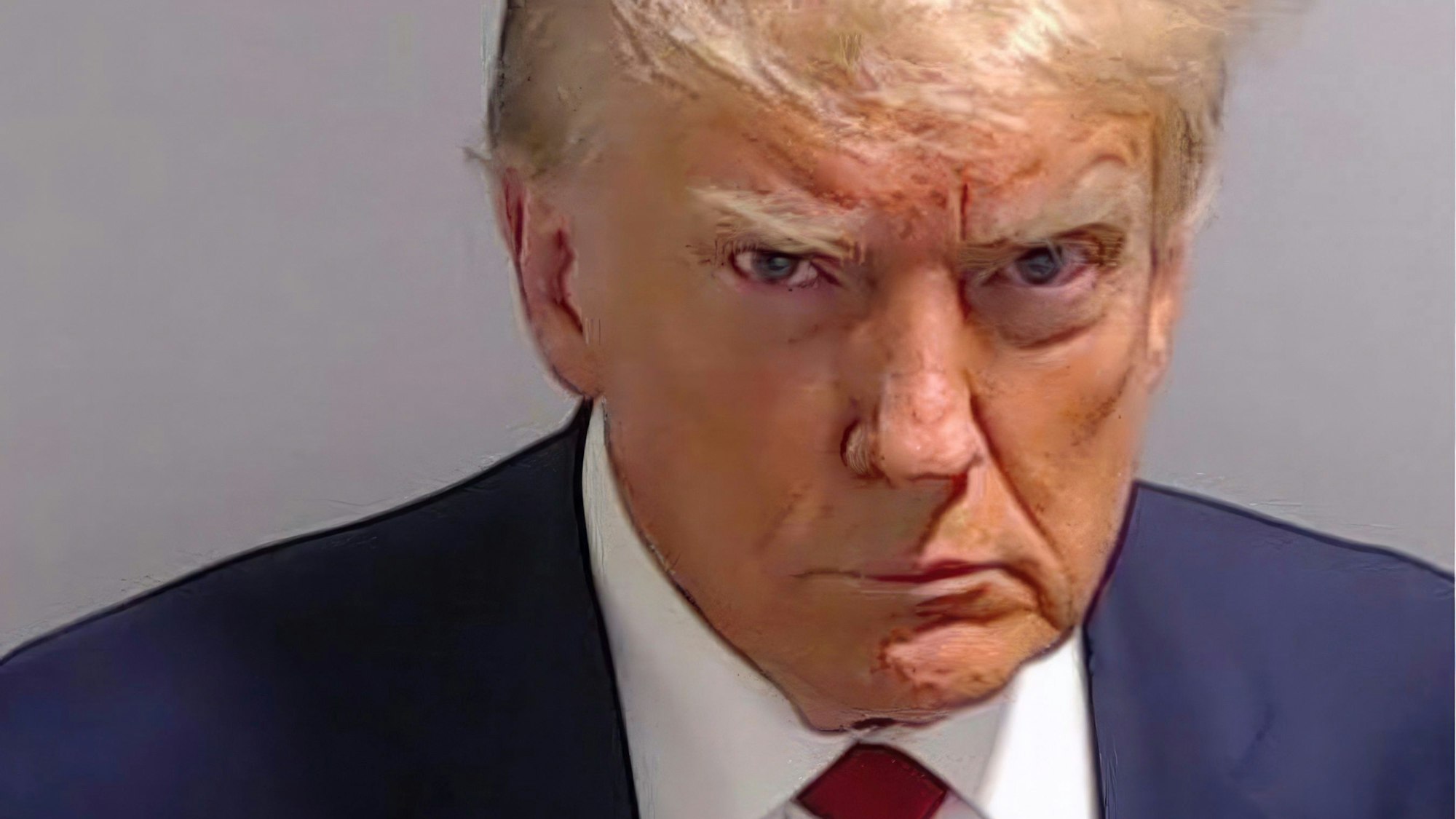 Das offizielle Polizeifoto des ehemaligen US-Präsidenten Donald Trump. Der Republikaner hat sich im US-Bundesstaat Georgia den Behörden gestellt.