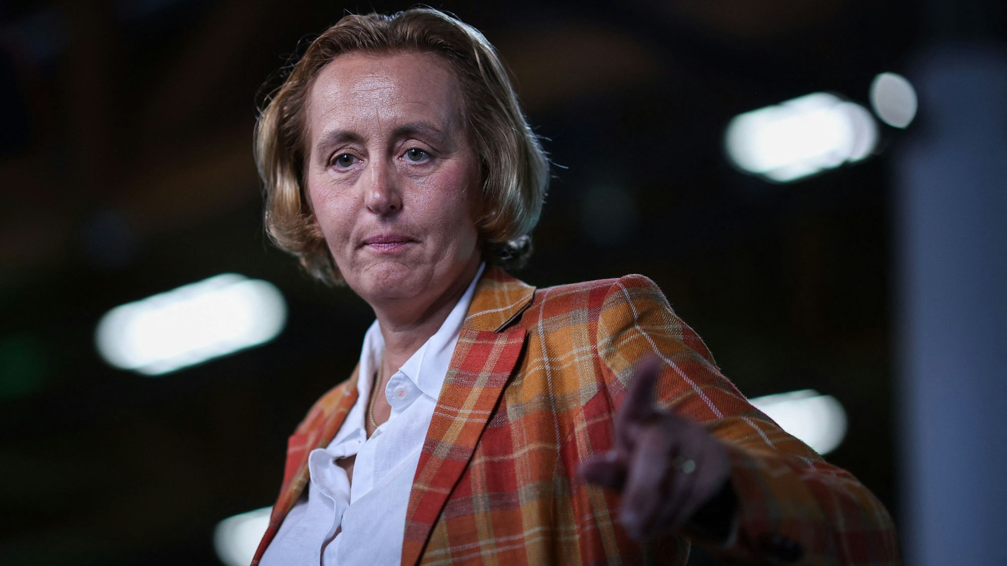 Beatrix von Storch of the far-right Alternative for Germany (AfD) party attends the AfD's federal party congress at the trade fair in Magdeburg, eastern Germany on July 28, 2023. The far right has profited from widespread dissatisfaction with the current government coalition, made up of the SPD, the ecologist Greens and the pro-business Free Democrats, as well as from rising prices. The AfD is positioning itself for the European elections next year during an European election assembly that will take place from July 29-30 and from August 4-6. (Photo by Ronny HARTMANN / AFP)