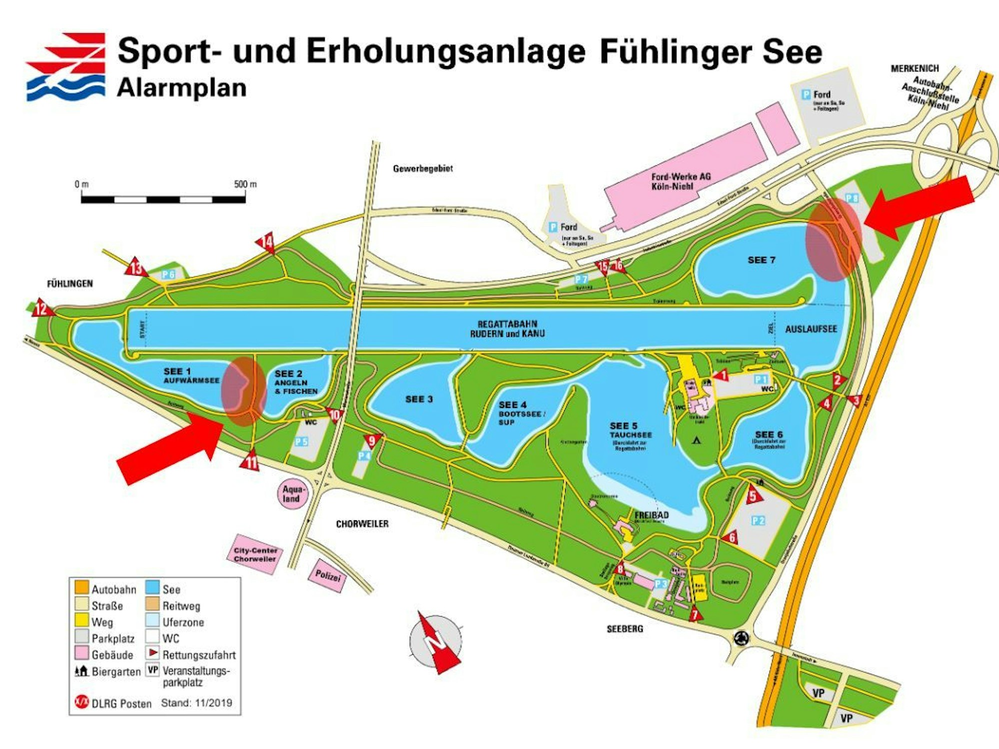 Die neuen unbewachten Badestellen im Fühlinger See an See 1 und See 7.