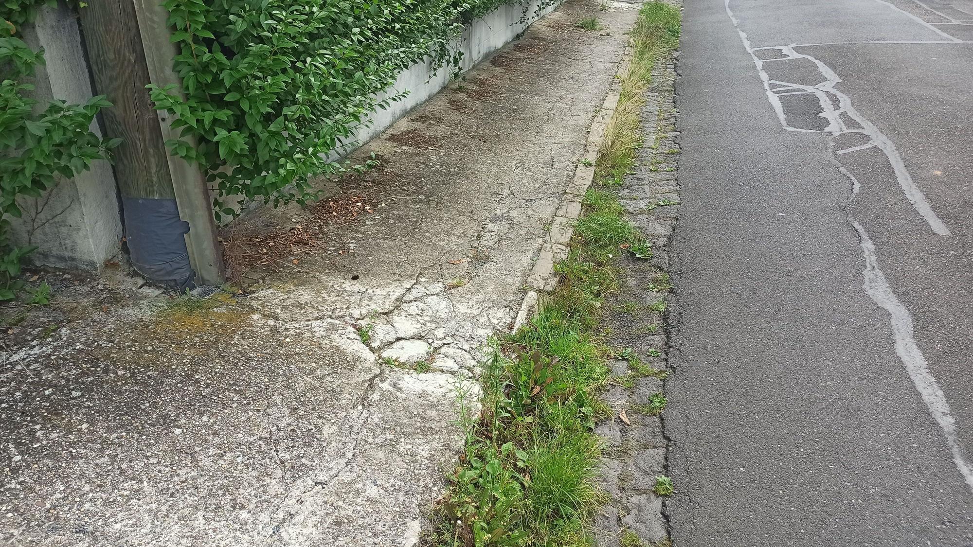 Der Gehweg ist in einem schlechtem Zustand.