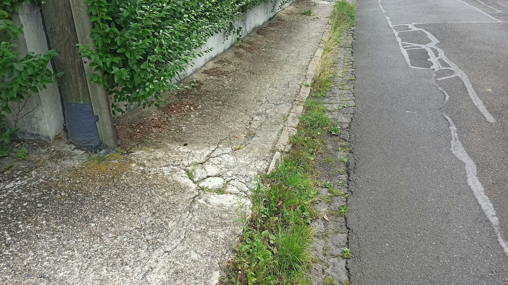 Der Gehweg ist in einem schlechtem Zustand.