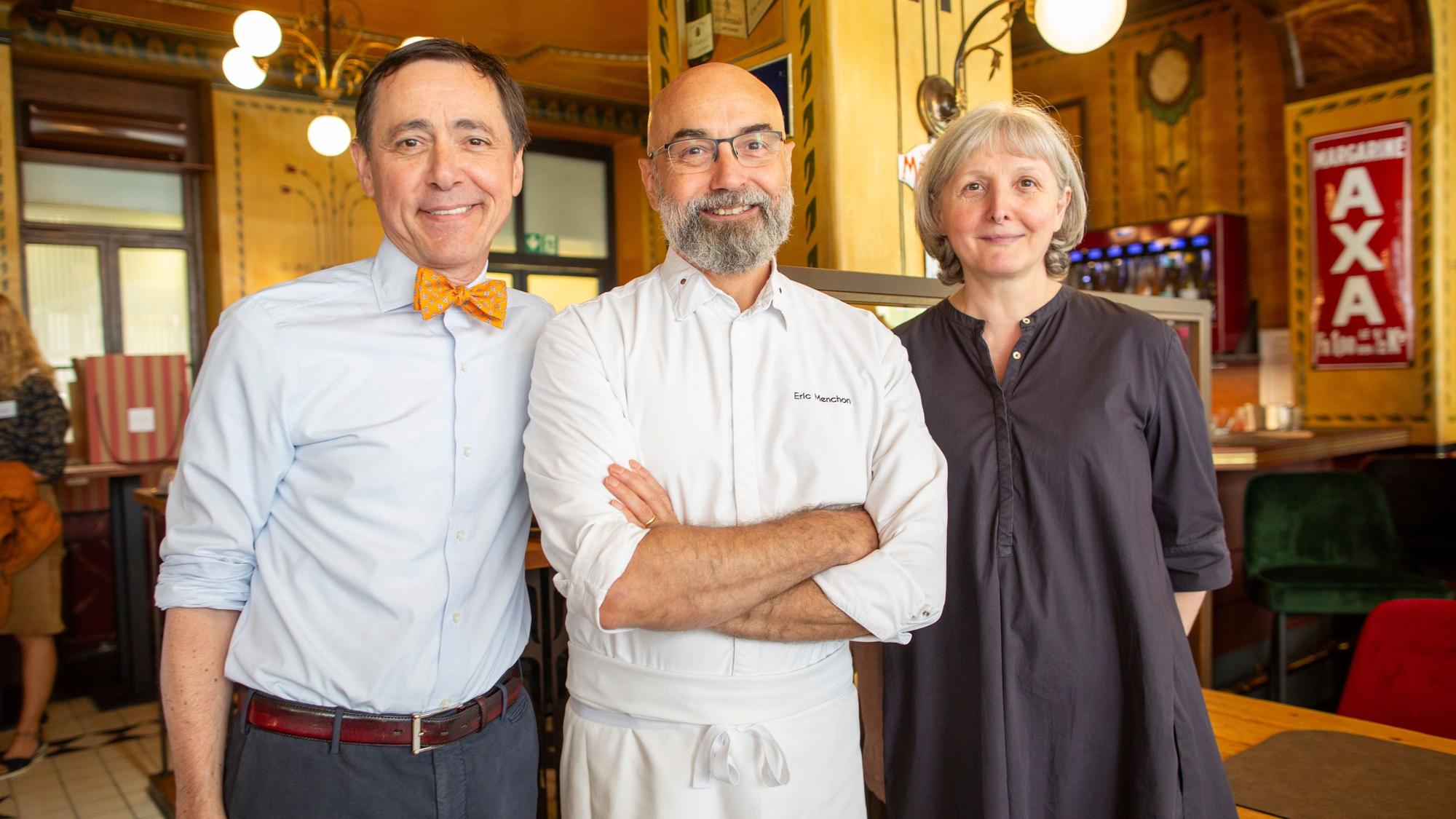 Eingespieltes Team: Vincent Moissonnier (links) mit seiner Ehefrau Liliane und Küchenchef Eric Menchon.