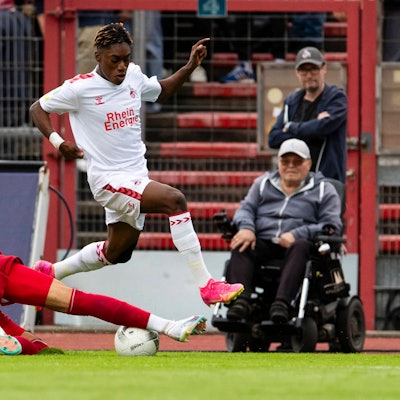 Regionalliga West: SC Fortuna Koeln - 1. FC Koeln U21, U 21 01.08.2023 Dominik Lanius Fortuna Koeln, 4, Justin Diehl 1. FC Koeln U21, 9, Regionalliga West, 1. Spieltag, SC Fortuna Koeln - 1. FC Koeln U21, am 01.08.2023, Suedstadion, Koeln *** Regionalliga West SC Fortuna Koeln 1 FC Koeln U21, 01 08 2023 Dominik Lanius Fortuna Koeln, 4 , Justin Diehl 1 FC Koeln U21, 9 , Regionalliga West, 1 matchday, SC Fortuna Koeln 1 FC Koeln U21, on 01 08 2023, Suedstadion, Koeln Copyright: xBEAUTIFULxSPORTS/Meuselx