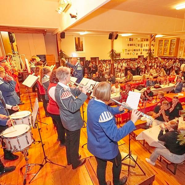 Das Bild zeigt die Musiker auf der Bühne.