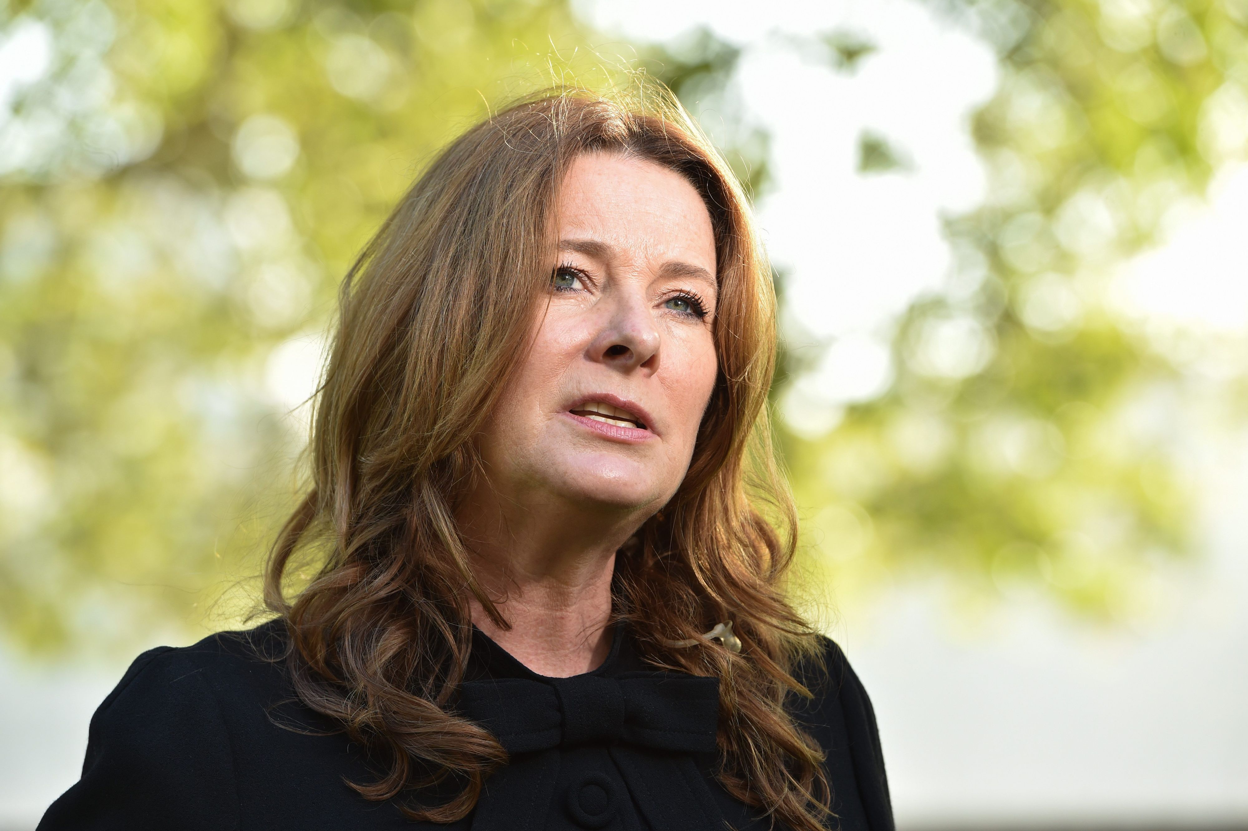 04.09.2023, Großbritannien, London: Gillian Keegan, Bildungsministerin von Großbritannien, spricht bei einem Interview in Westminster. Eine peinliche Panne ist der britischen Bildungsministerin Gillian Keegan bei einem Fernsehinterview passiert. Foto: Thomas Krych/ZUMA Press Wire/dpa +++ dpa-Bildfunk +++