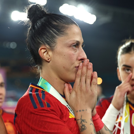 Jennifer Hermoso von Spanien reagiert nach dem WM-Sieg gegen England.